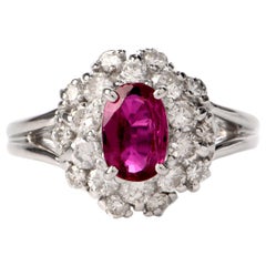 Ruby Diamond Halo Platinum Cocktail Ring