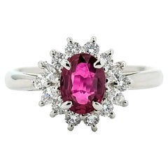 Rubin & Diamant Halo Ring in 900pt