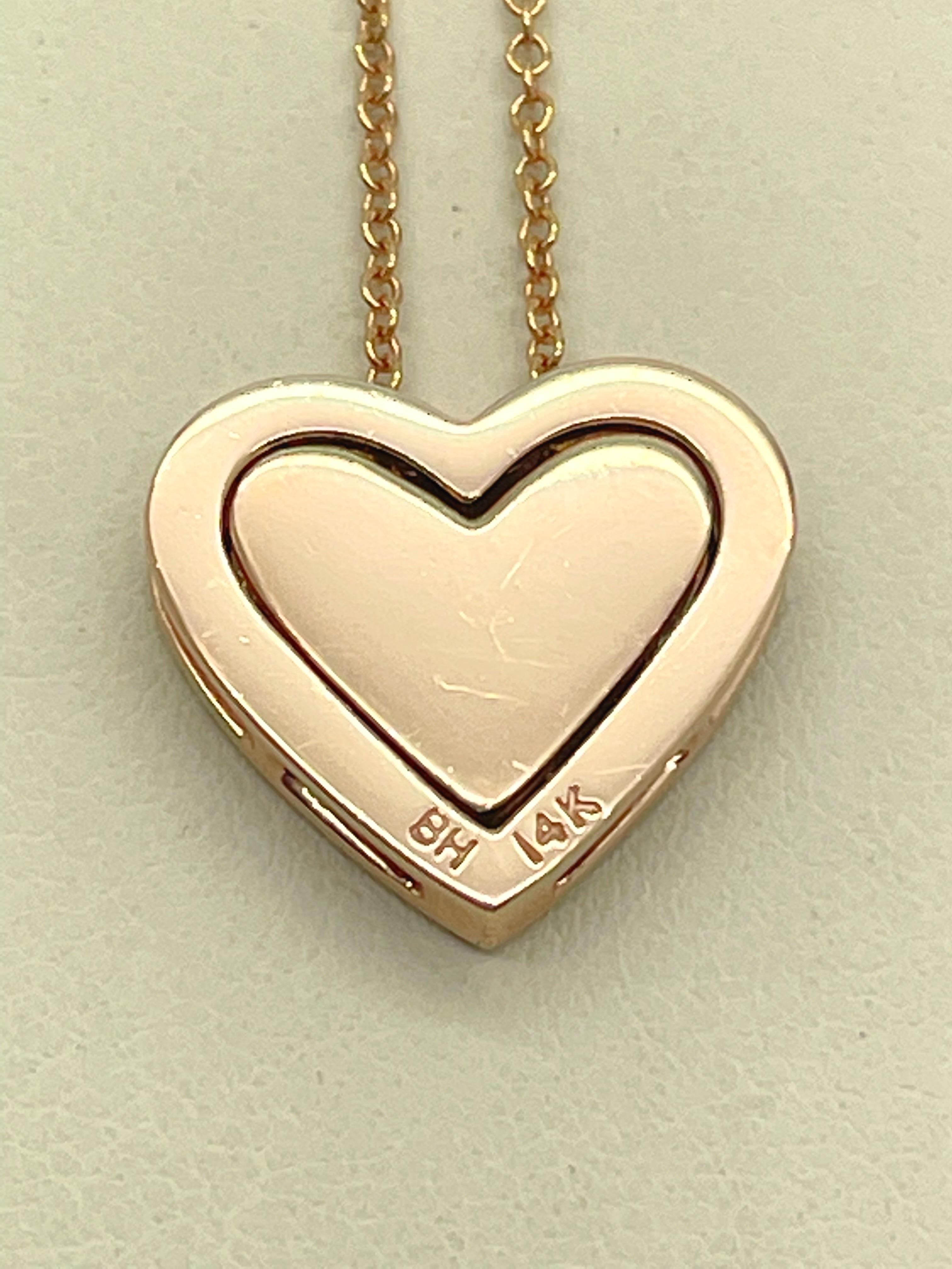 Women's Ruby & Diamond Heart necklace In 14k Rose Gold For Sale