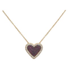 Ruby & Diamond Heart necklace In 14k Rose Gold