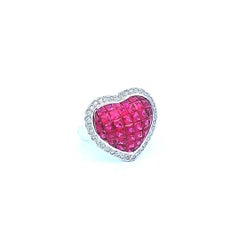 Ruby Diamond Heart Shaped Ring