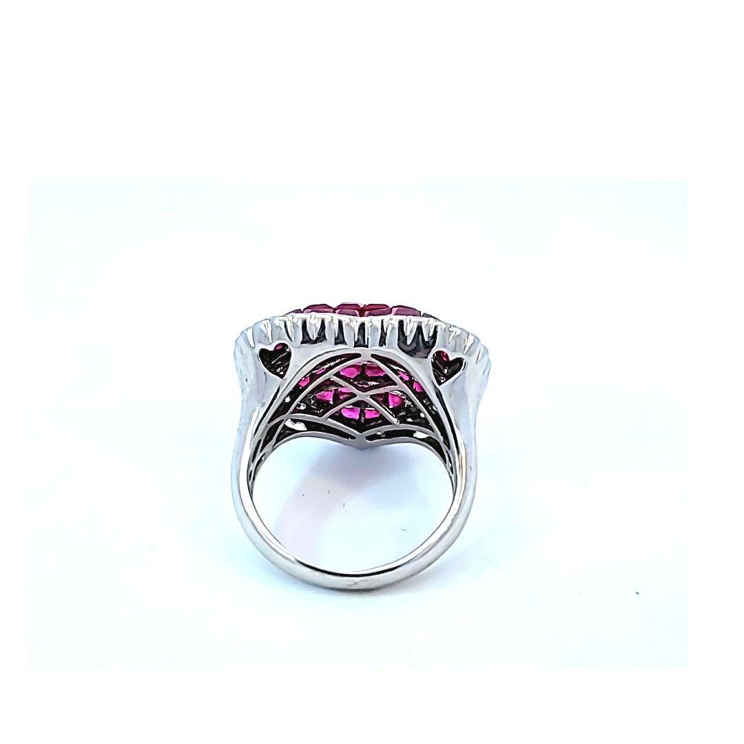 Rubin-Diamant-Ring in Herzform im Zustand „Gut“ im Angebot in Dallas, TX