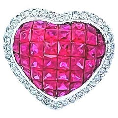 Ruby Diamond Heart Shaped Ring