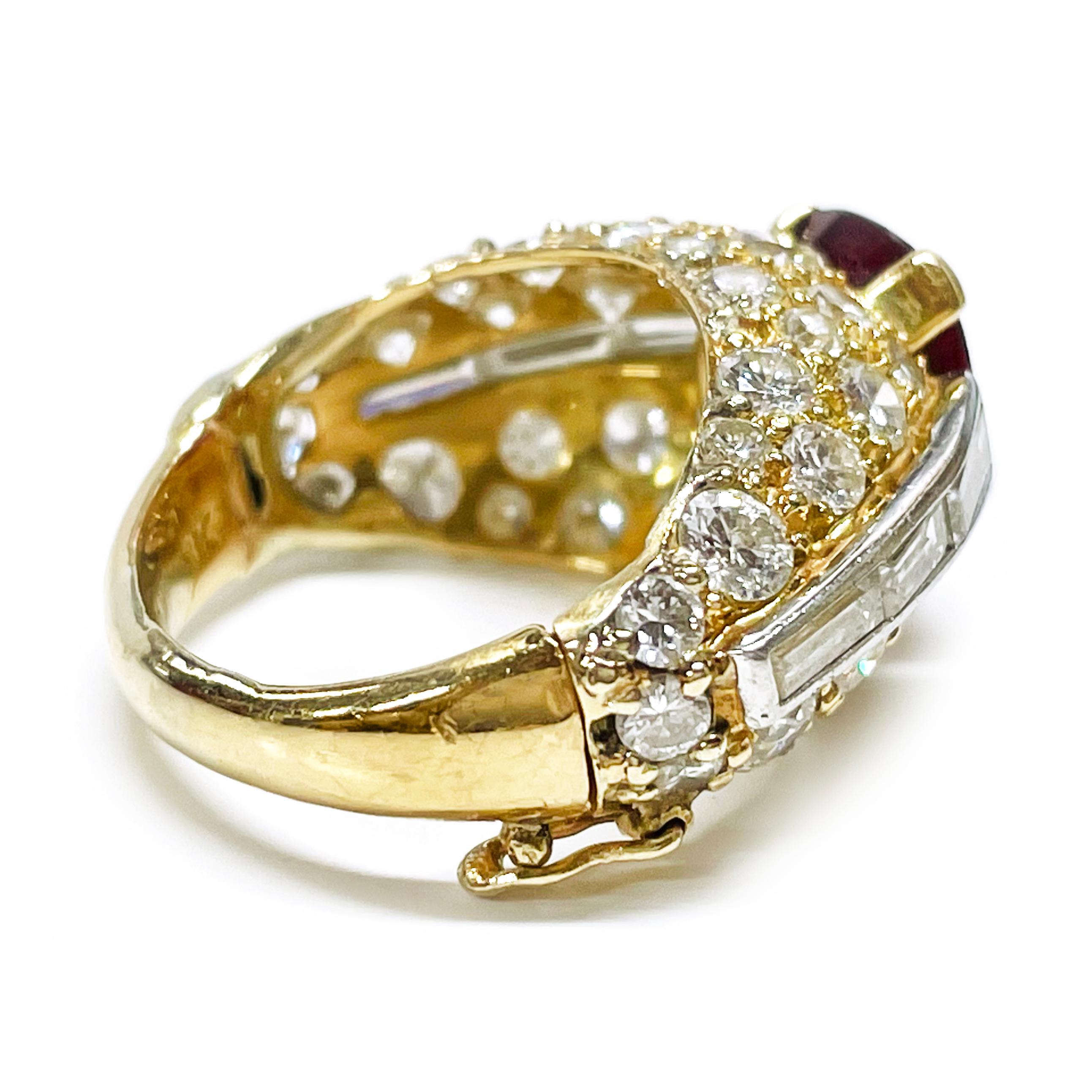 Gelbgold Rubin-Diamant-Ring mit Scharnier (Zeitgenössisch) im Angebot