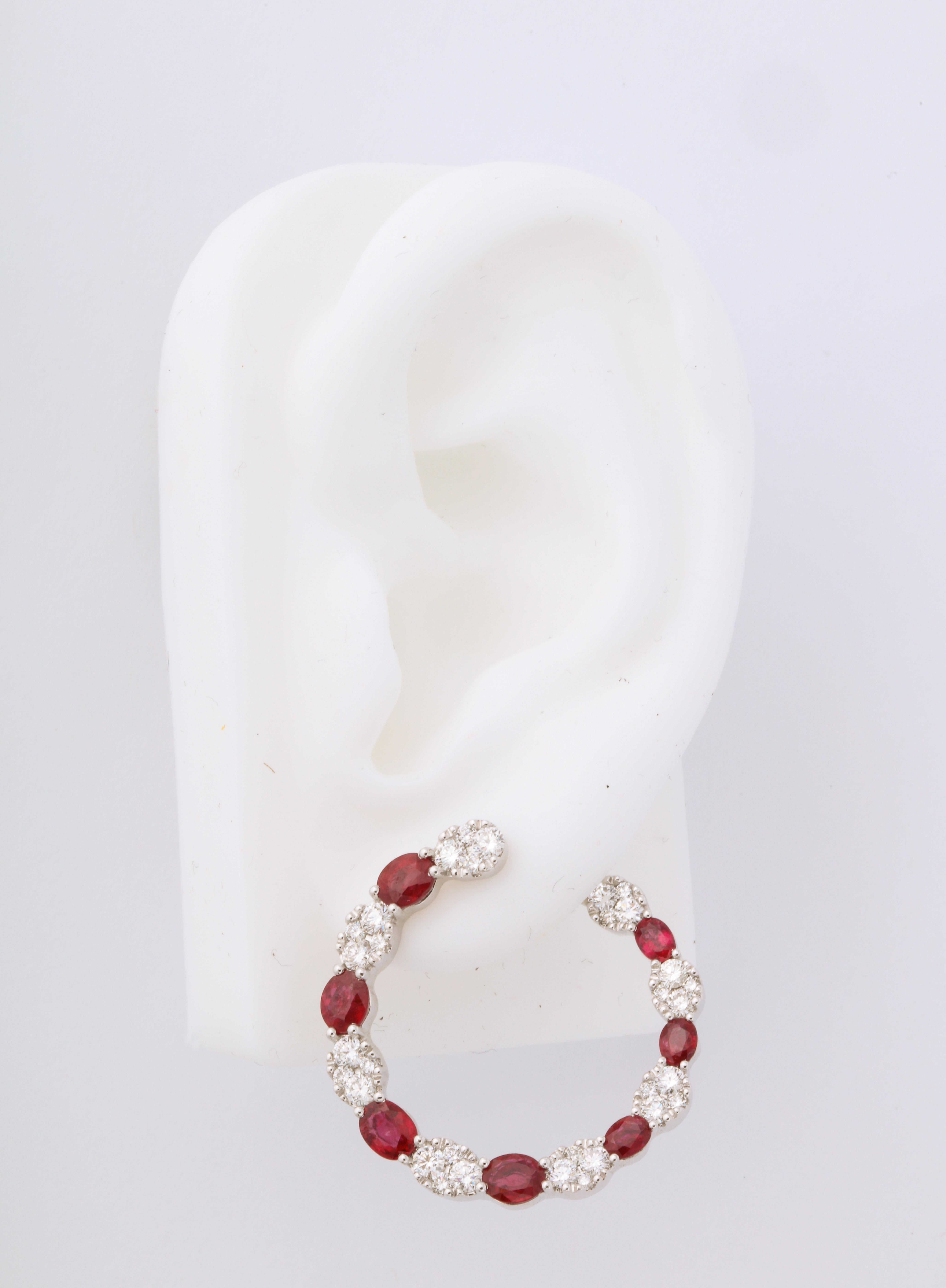 Ruby Diamond Hoop Earrings 2