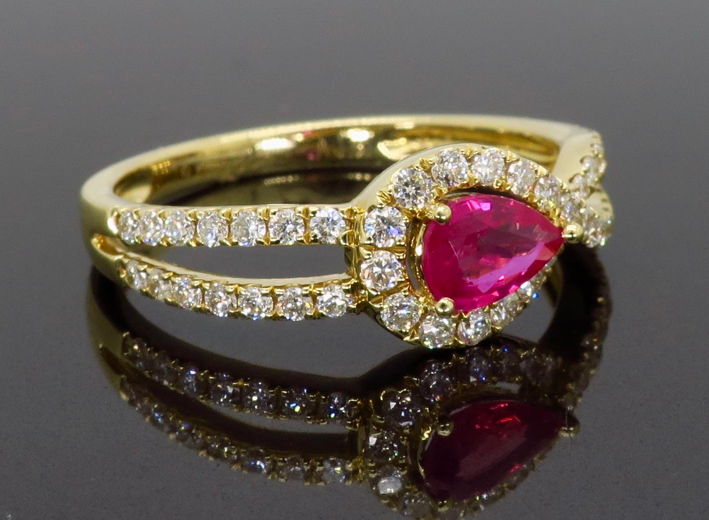 Ruby and Diamond Horizontal Halo Ring 3