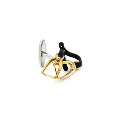 Ruby & Diamond Horse Stirrup Cufflinks in 18k Two-Tone Gold