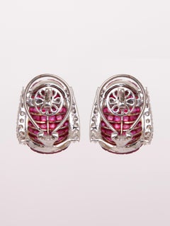 Ruby & Diamond Huggies in 14kt Gold