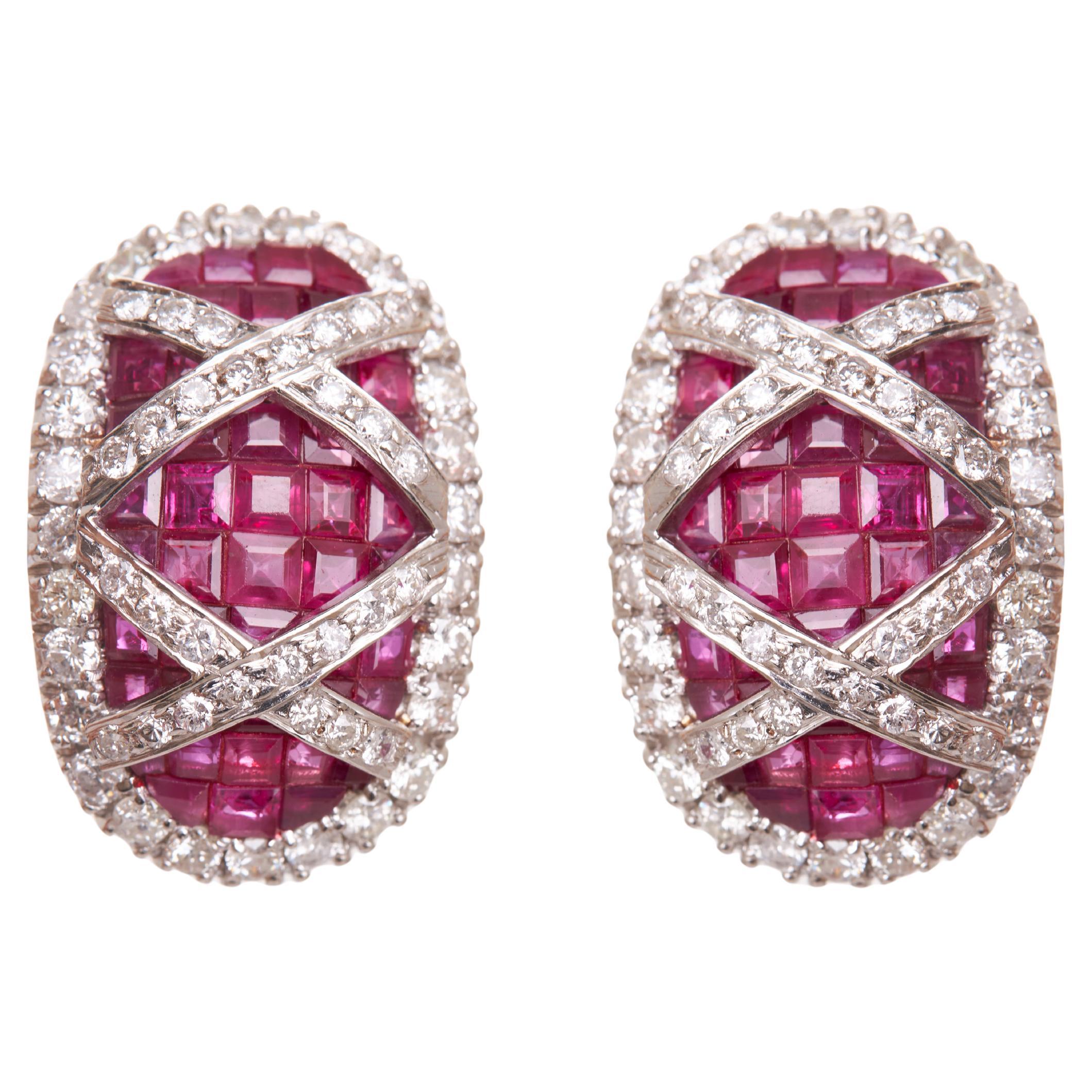 Ruby & Diamond Huggies in 14kt Gold