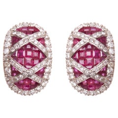 Ruby & Diamond Huggies in 14kt Gold
