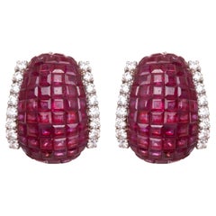 Huggies en or 14kt avec rubis et diamants