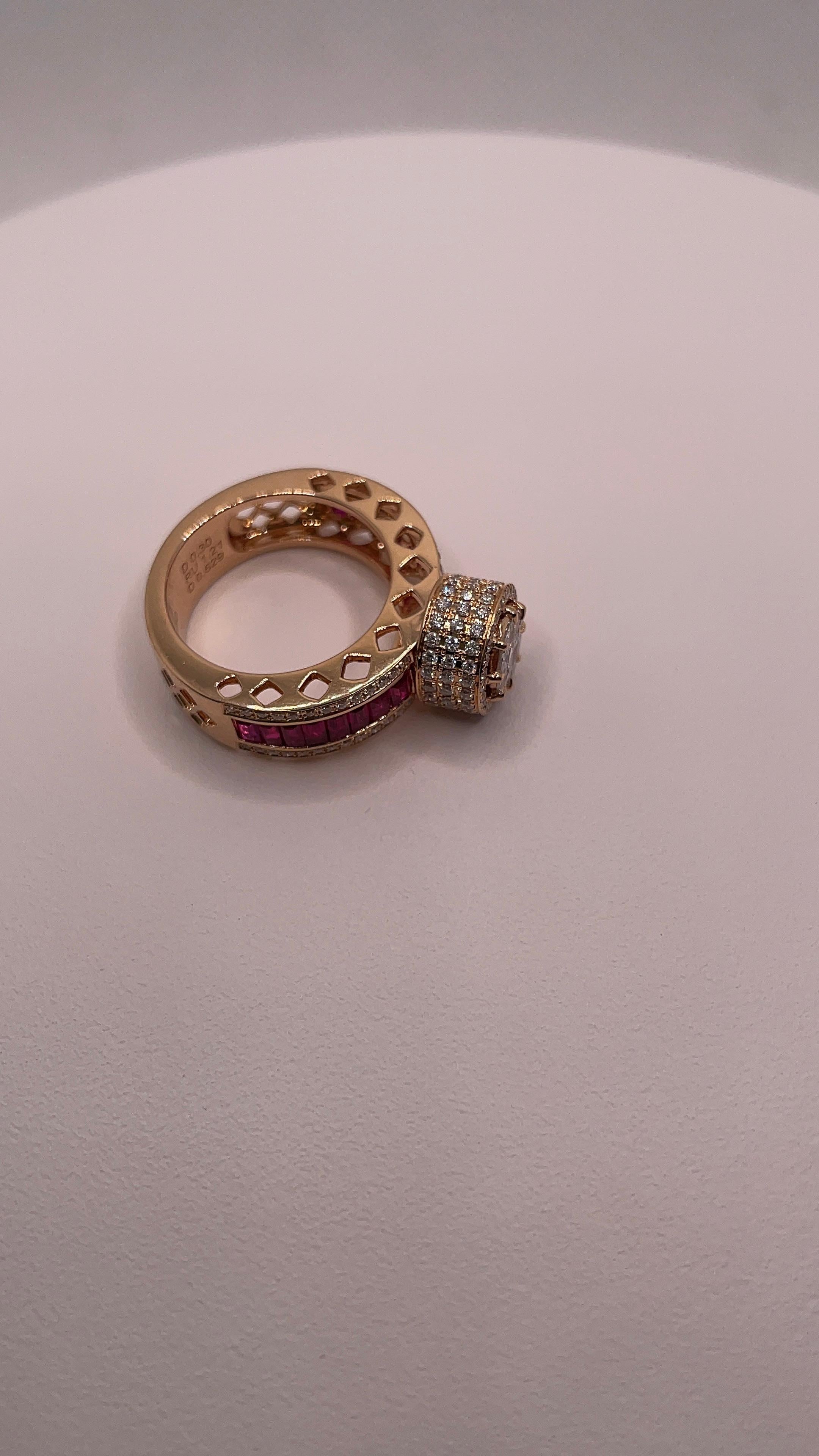Anello con diamante e rubino in vendita 5