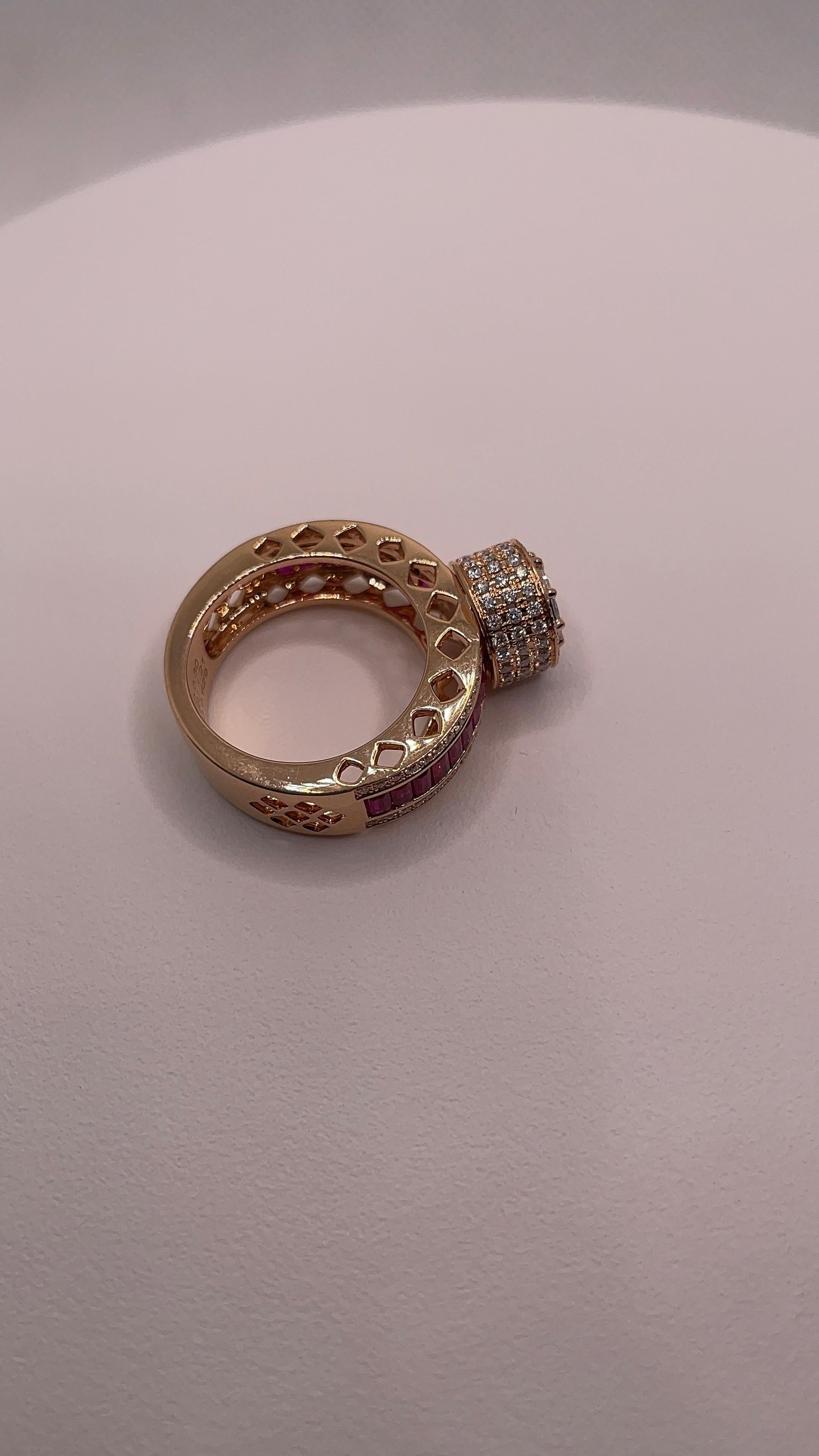 Anello con diamante e rubino in vendita 6