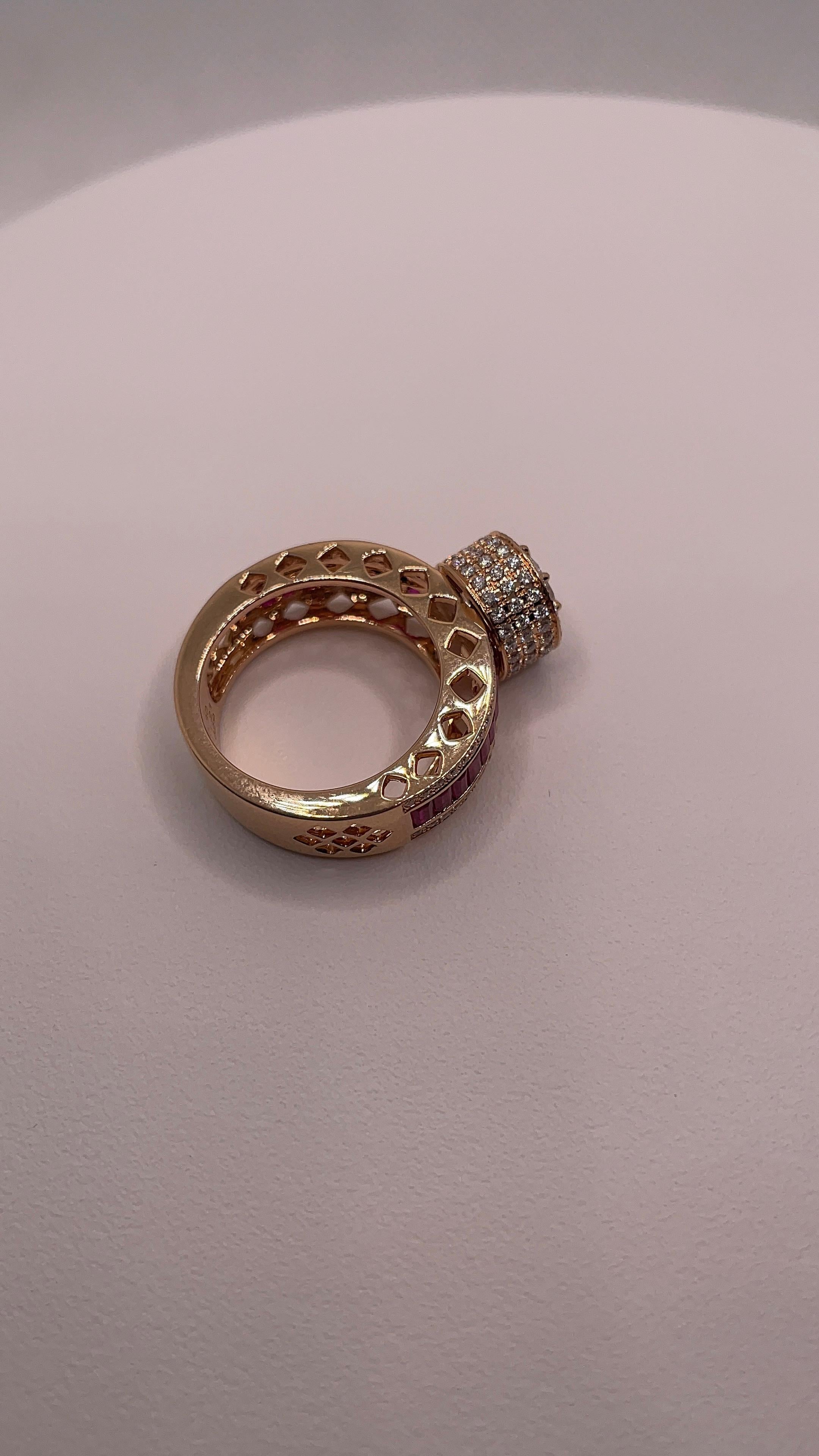 Anello con diamante e rubino in vendita 7