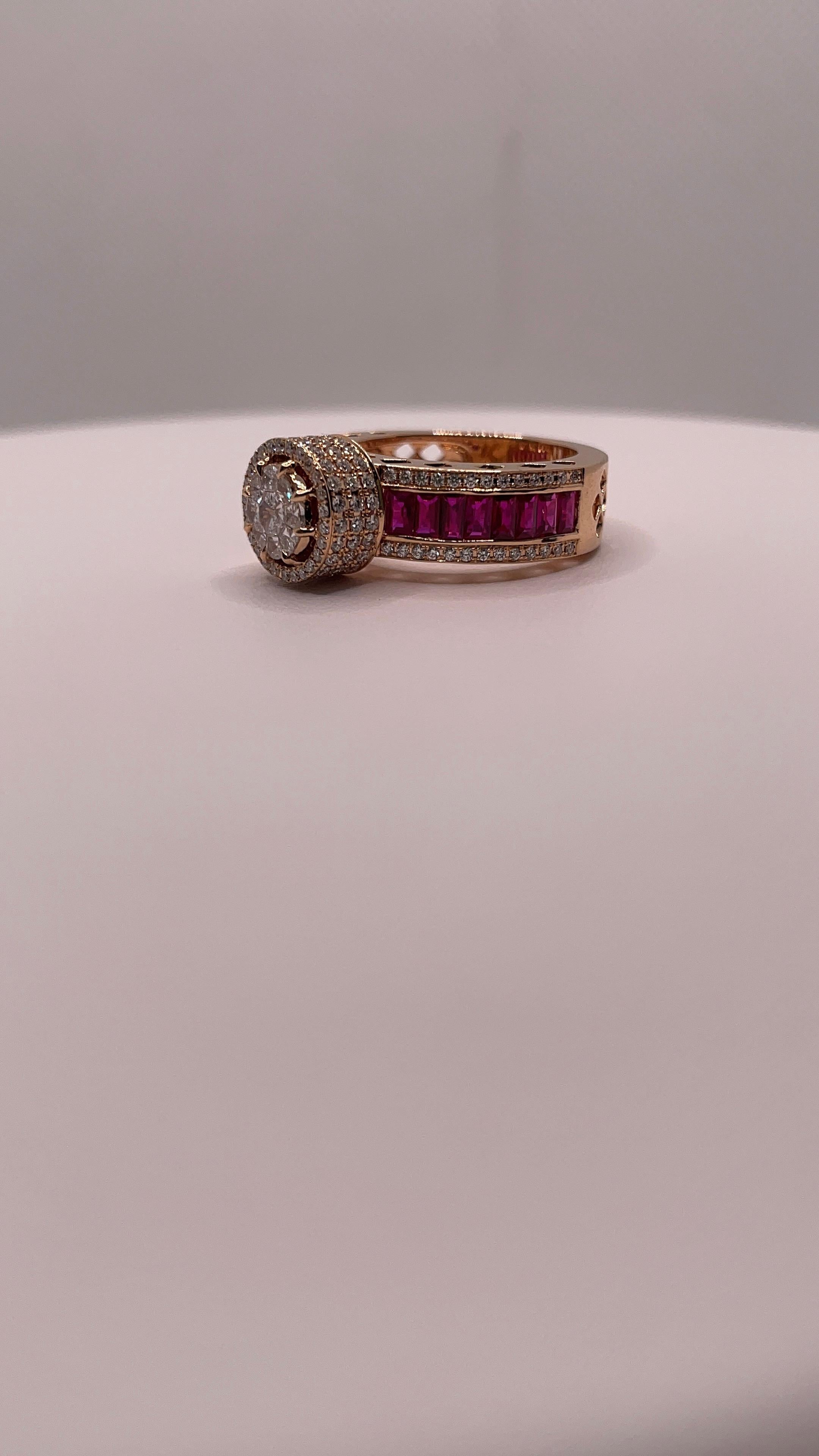 Donna Anello con diamante e rubino in vendita