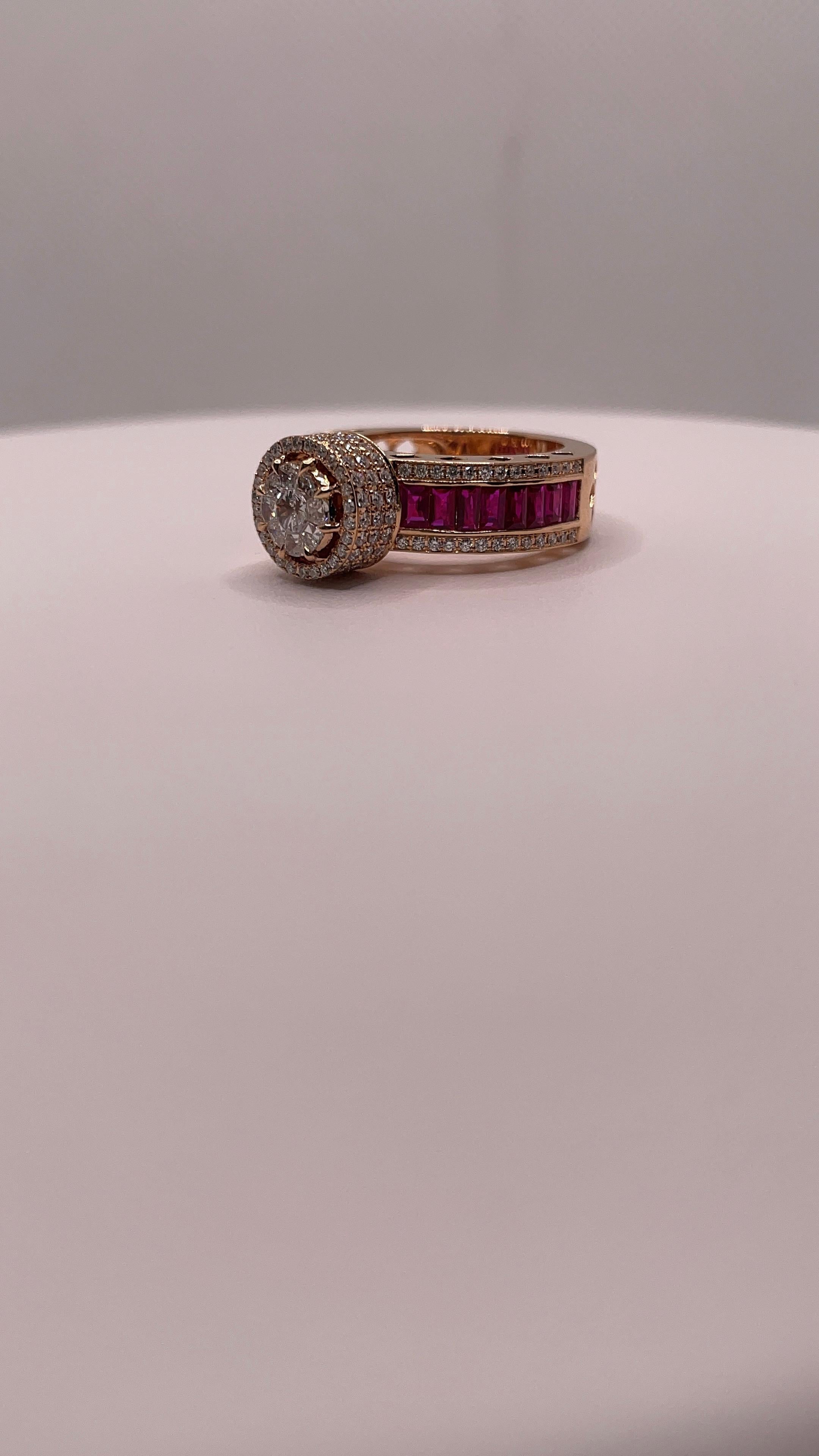 Anello con diamante e rubino in vendita 1
