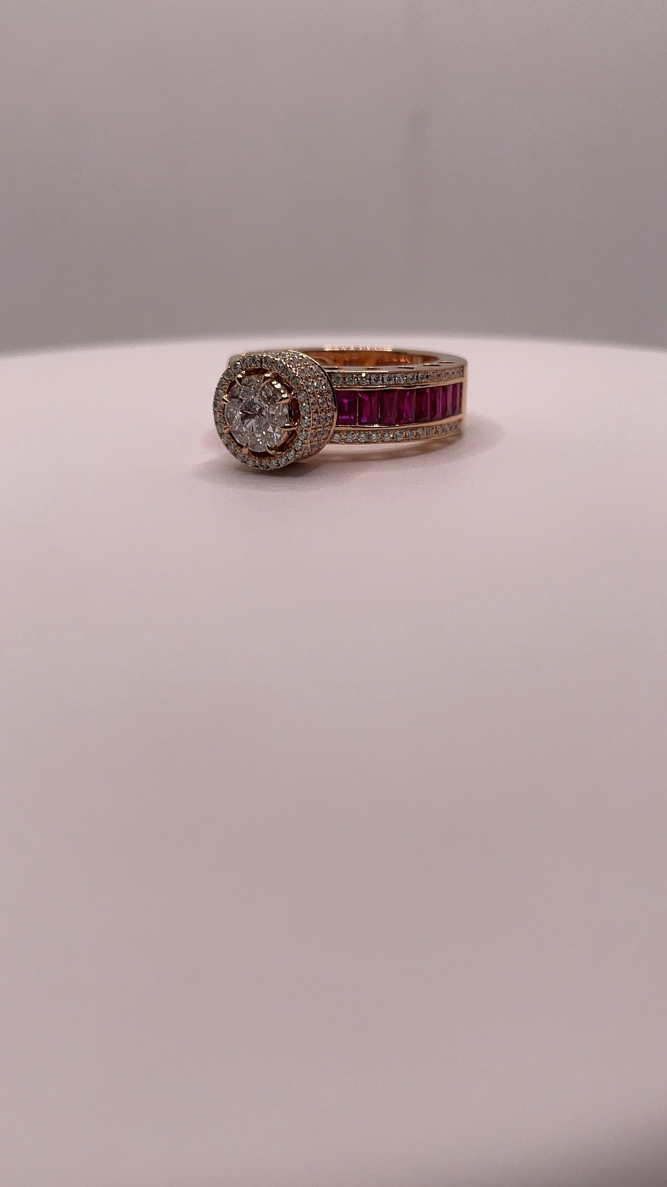 Anello con diamante e rubino in vendita 2