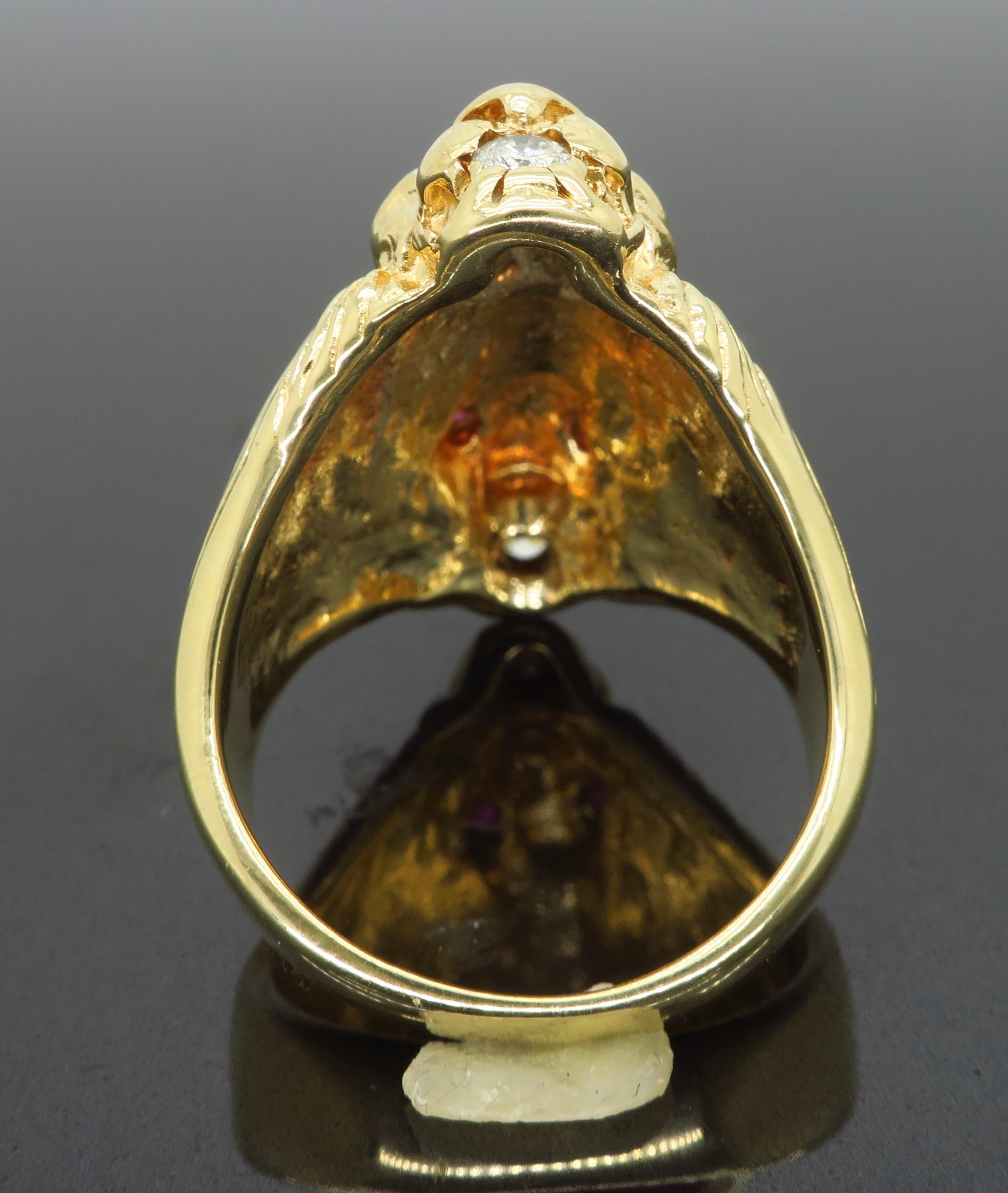 Ruby and Diamond Lion's Head Men's Ring 4