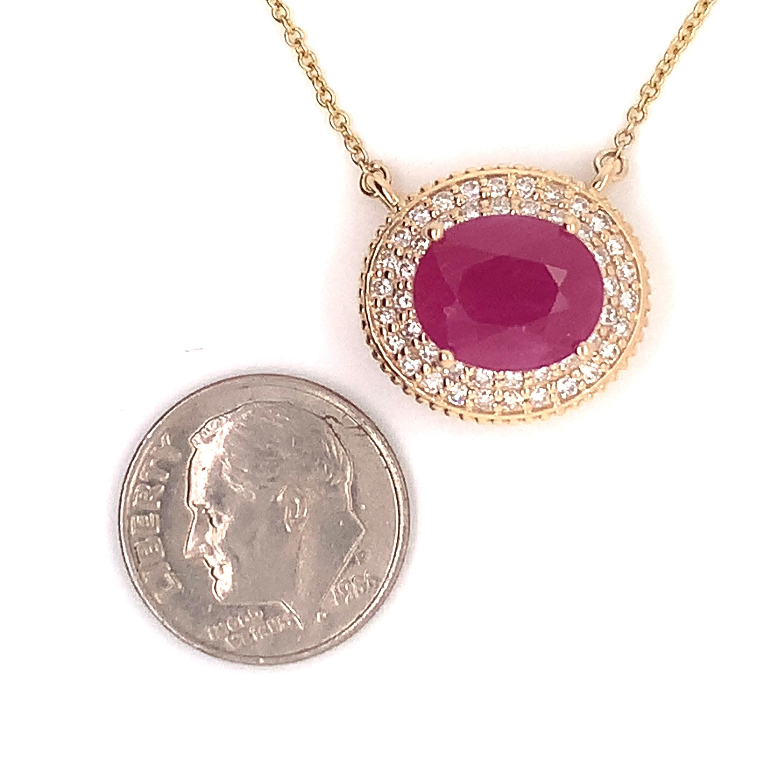 Ruby Diamond Necklace 14k Gold 18