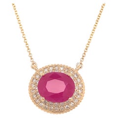 Ruby Diamond Necklace 14k Gold 18" 5.06 TCW Certified