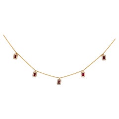 Ruby Diamond Necklace, 14k Gold