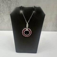 Rubin-Diamant-Halskette aus 14 Karat Weißgold mit Diamanten (0,25 Karat, GH, VS, SI)