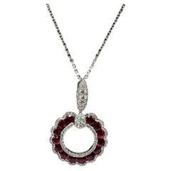 Ruby Diamond Necklace 14K White Gold 0.25ctw GH VS SI Diamonds