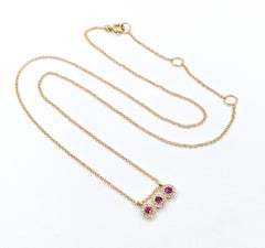  Ruby & Diamond Necklace Bar Yellow Gold