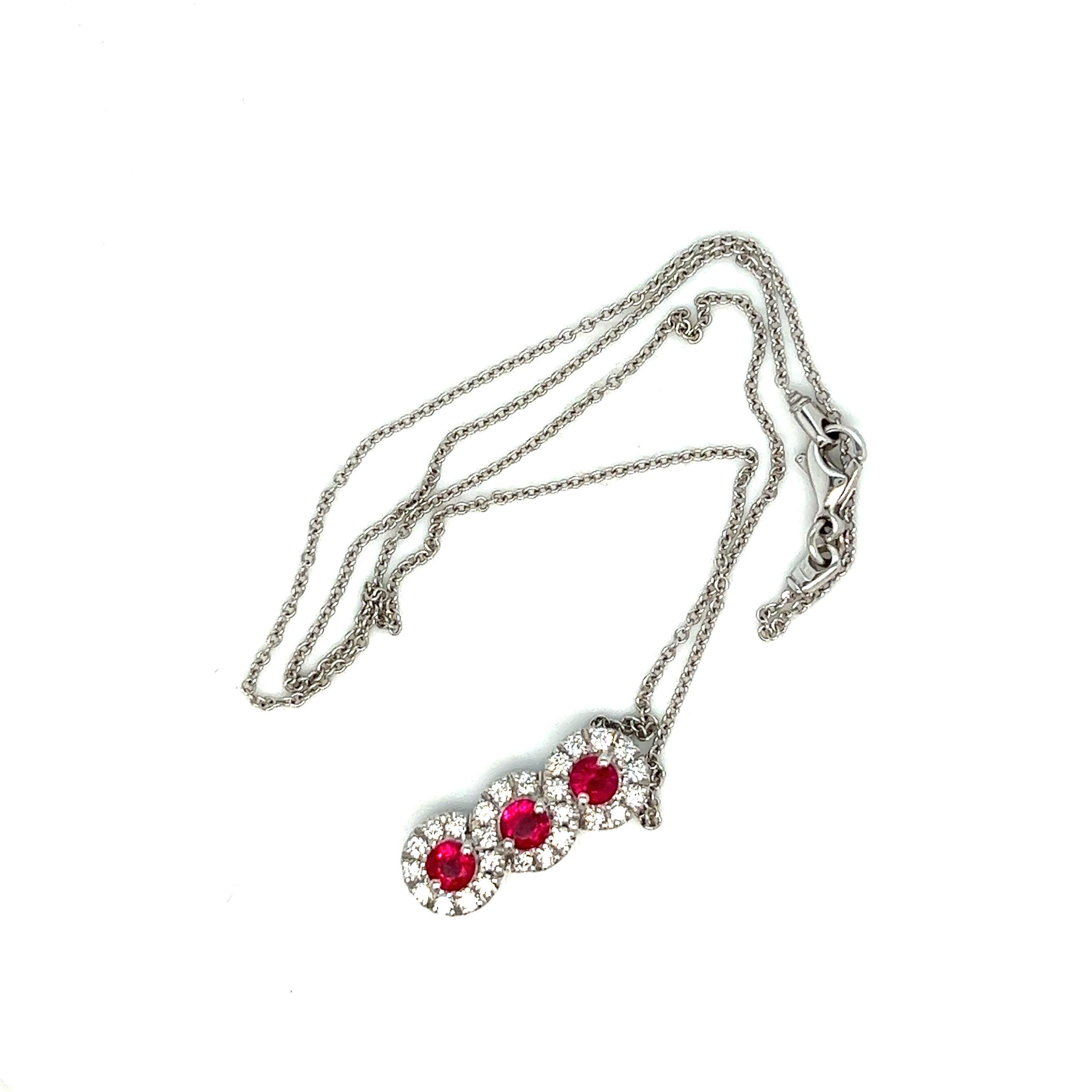 Women's Ruby Diamond Necklace For Sale