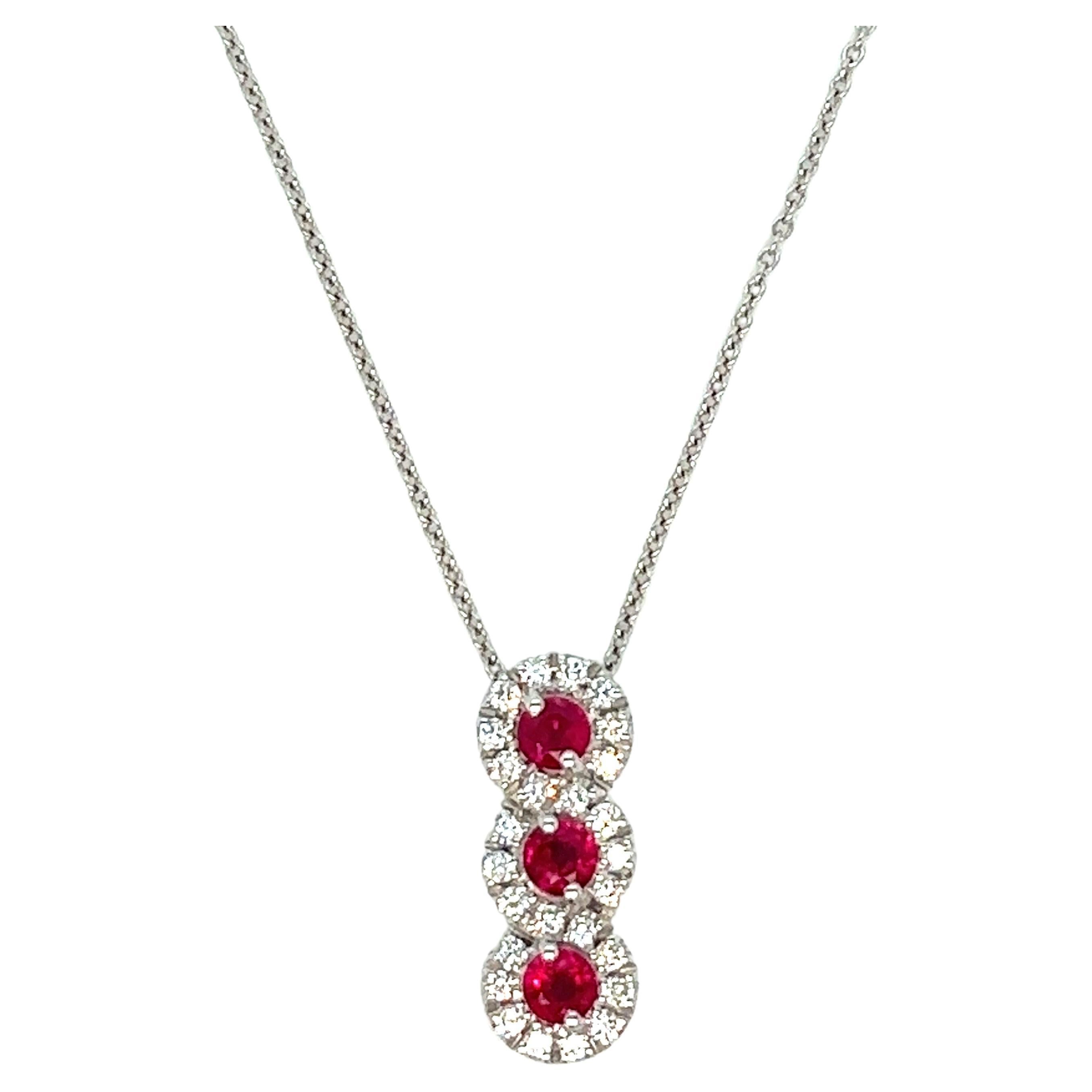 Ruby Diamond Necklace For Sale