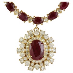 Collier rubis et diamant en or jaune 14 carats 