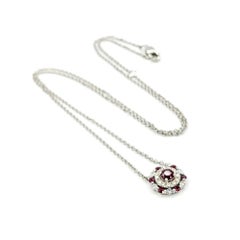 Ruby & Diamond Necklace in 14k White Gold