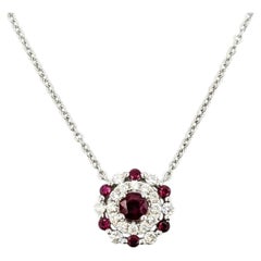 Ruby & Diamond Necklace in 14k White Gold