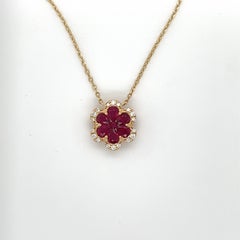 Ruby & Diamond Necklace in 18 Karat Yellow Gold