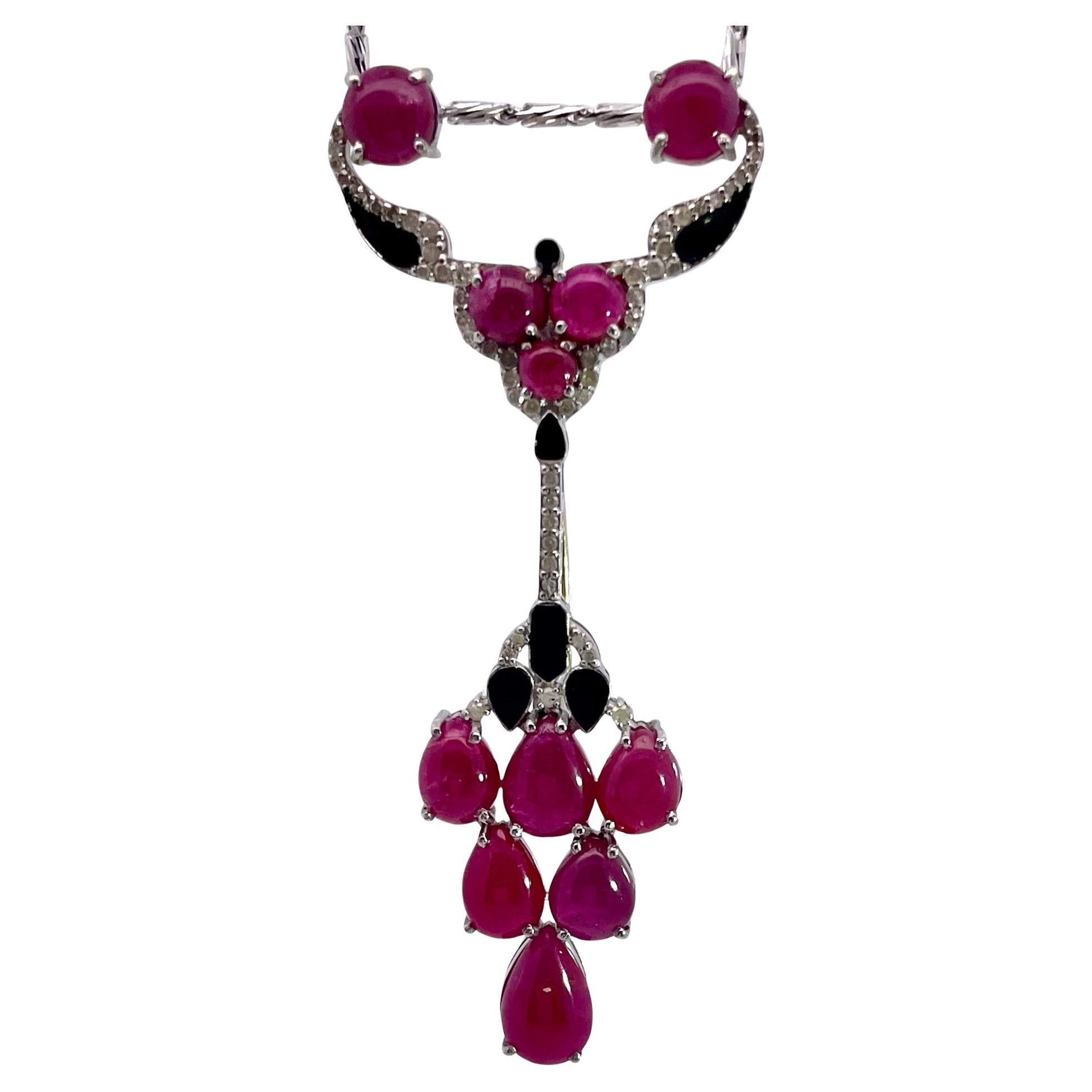 Broche Colgante Rubí Diamante Ónix 18K