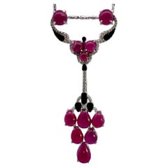 Broche Colgante Rubí Diamante Ónix 18K