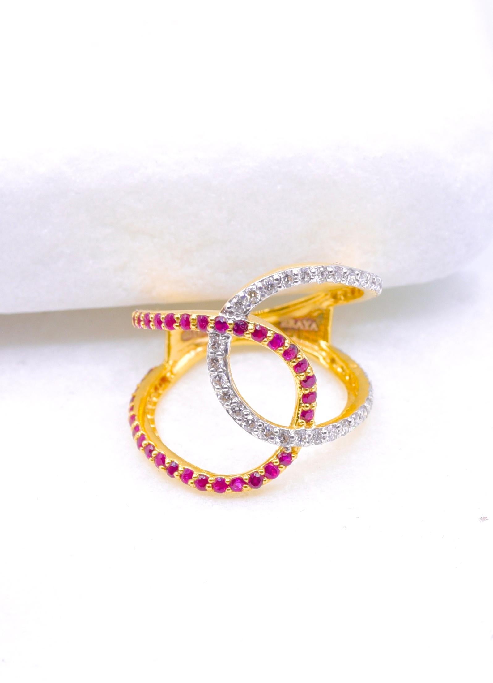 For Sale:  Ruby Diamond overlap Cocktail Ring 2