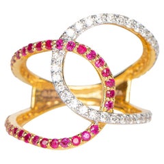 Ruby Diamond overlap Cocktail Ring