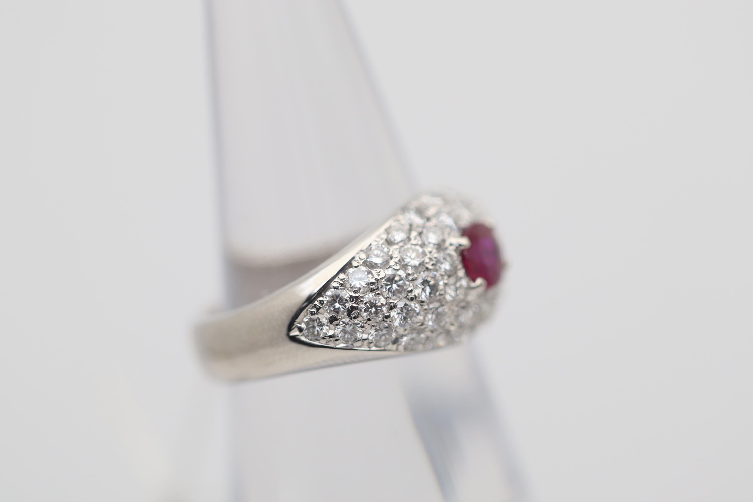 Ruby Diamond Pave Platinum Ring In New Condition For Sale In Beverly Hills, CA