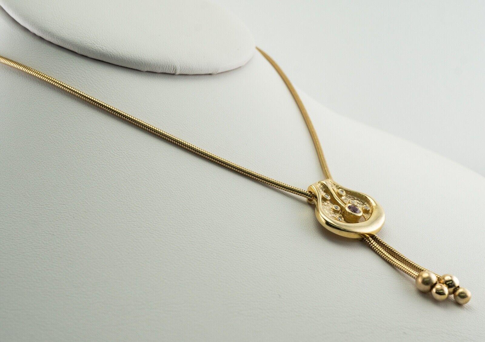 Rubin-Diamant-Anhänger-Halskette 14K Gold Schlangenkette im Angebot 5