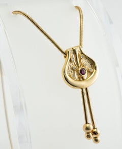 Ruby Diamond Pendant Necklace 14K Gold Snake Chain