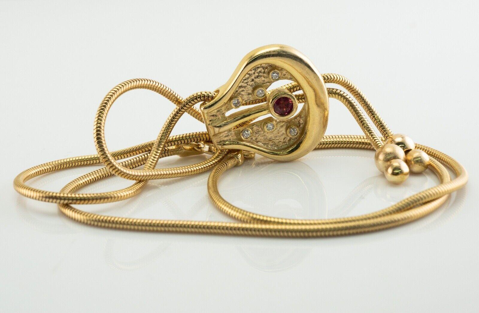 Rubin-Diamant-Anhänger-Halskette 14K Gold Schlangenkette im Angebot 4