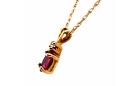 Rubin-Diamant-Anhänger-Halskette .35ct Kette 14K Gelbgold Birthstone
