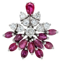 Vintage Ruby & Diamond Pendant W/ 1 Carat in Diamonds and Marquise Rubies