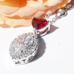 Pigeonblood  Ruby Diamond Pendant with Chain Red Rare from Mosambique 0.64 Ct