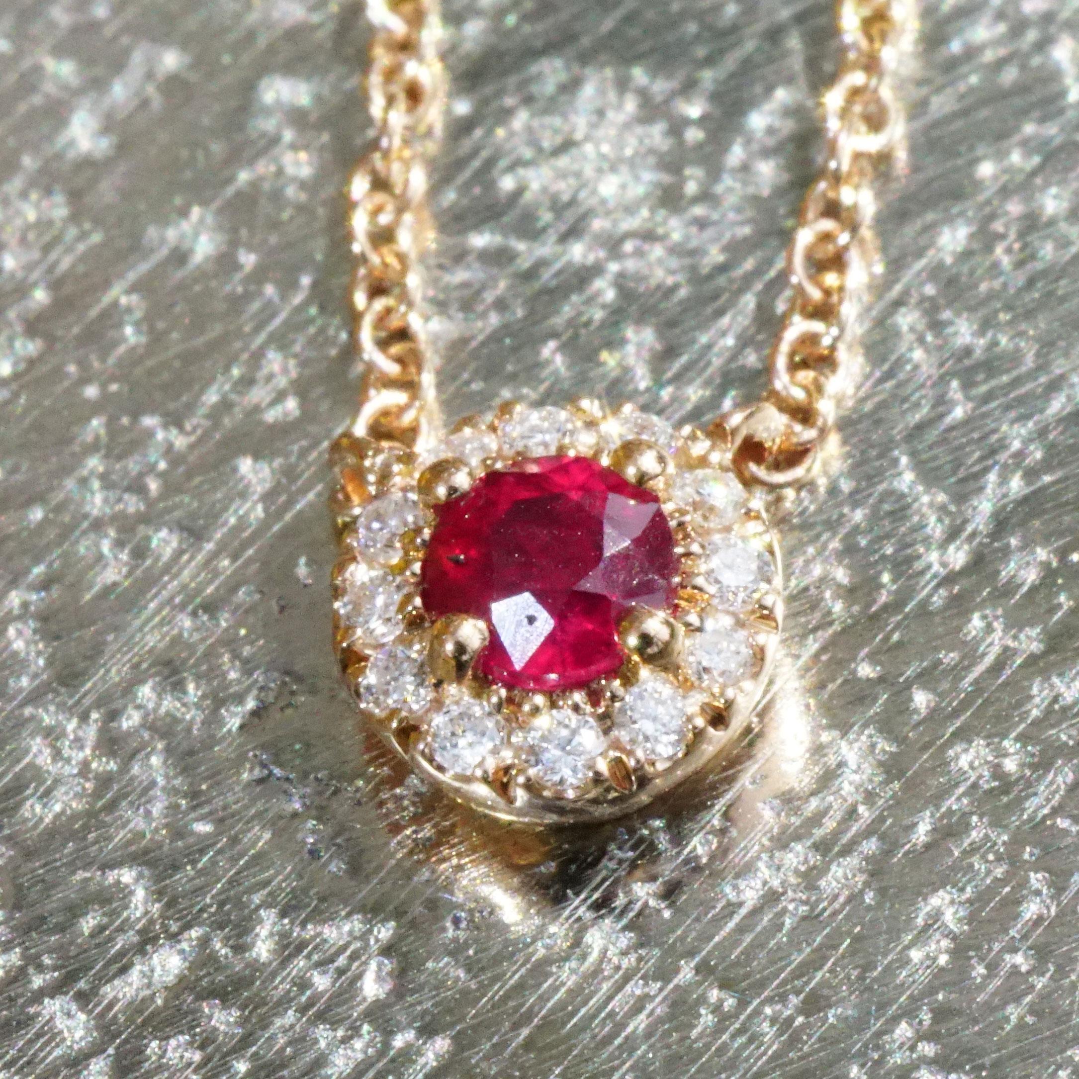 Modern Ruby Diamond Pendant with Chain the Sweetest Forever For Sale