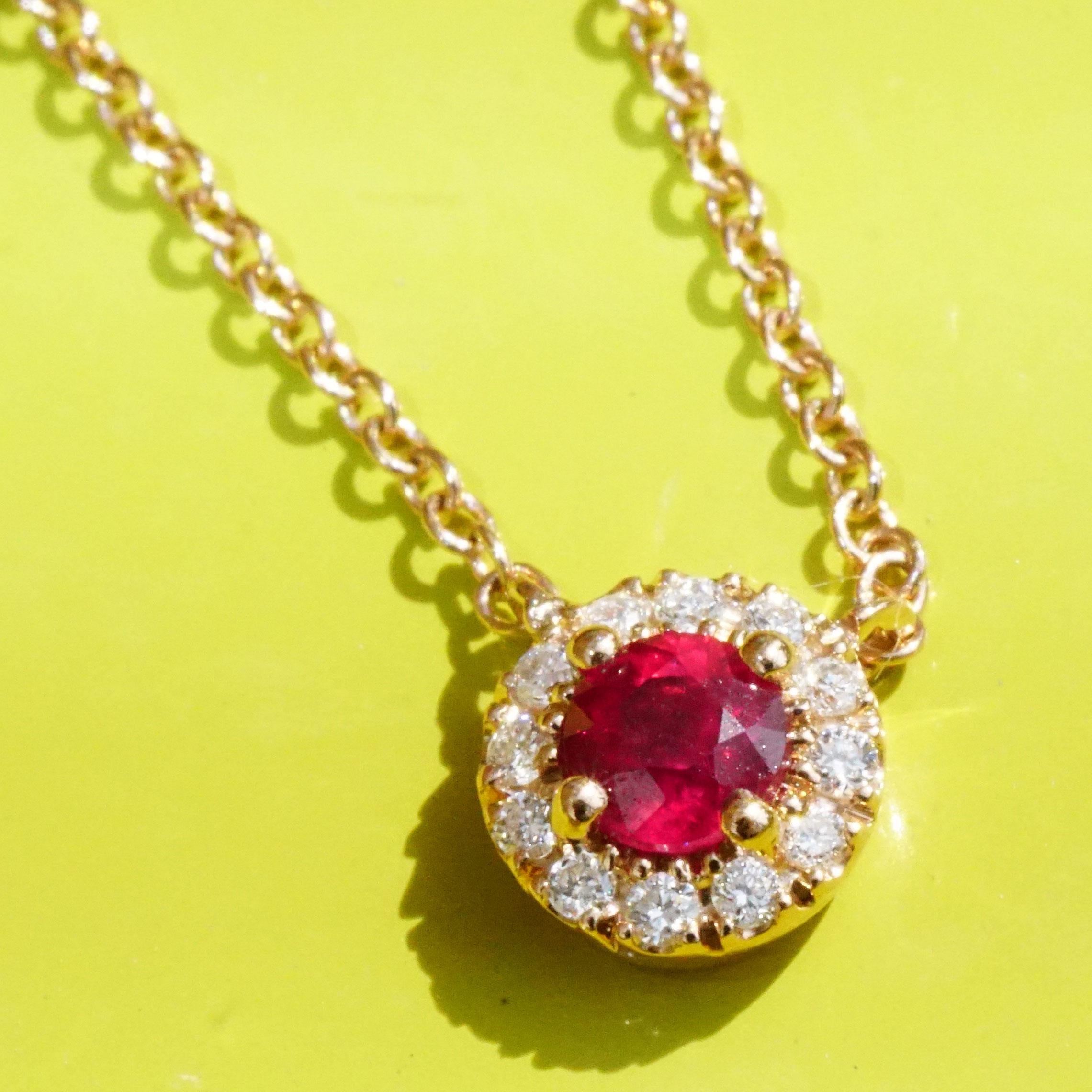 Oval Cut Ruby Diamond Pendant with Chain the Sweetest Forever For Sale
