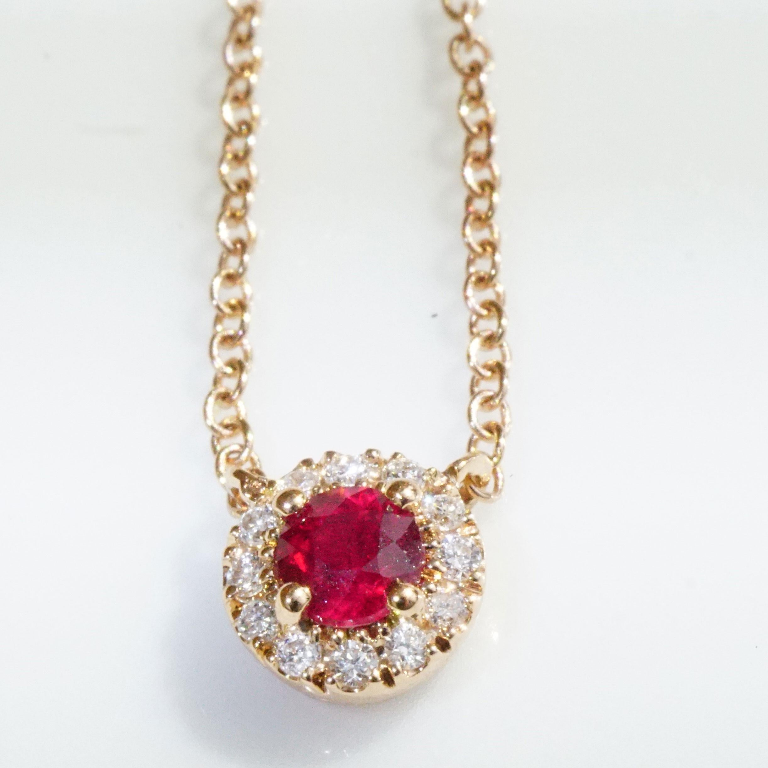Women's or Men's Ruby Diamond Pendant with Chain the Sweetest Forever For Sale
