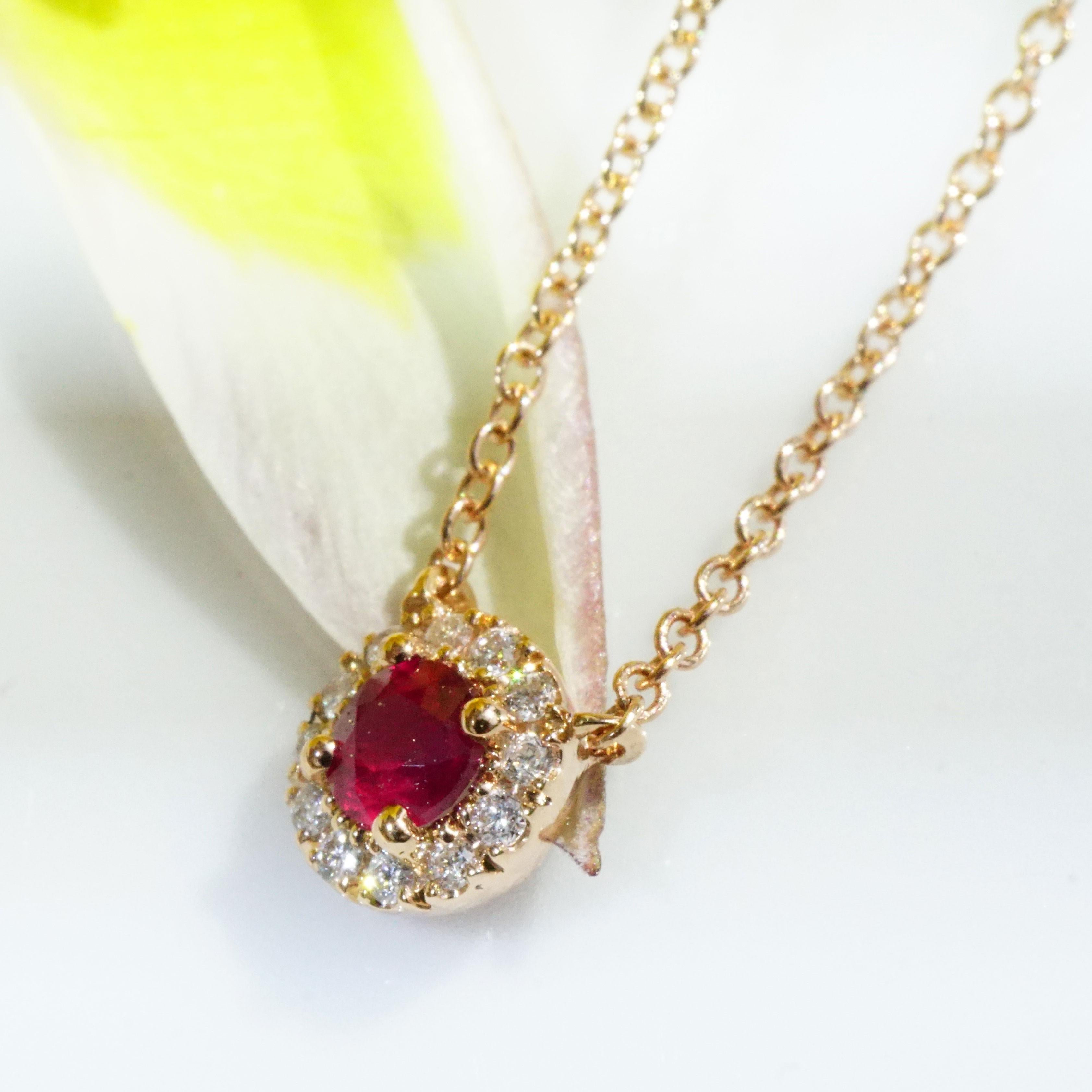 Ruby Diamond Pendant with Chain the Sweetest Forever For Sale 2