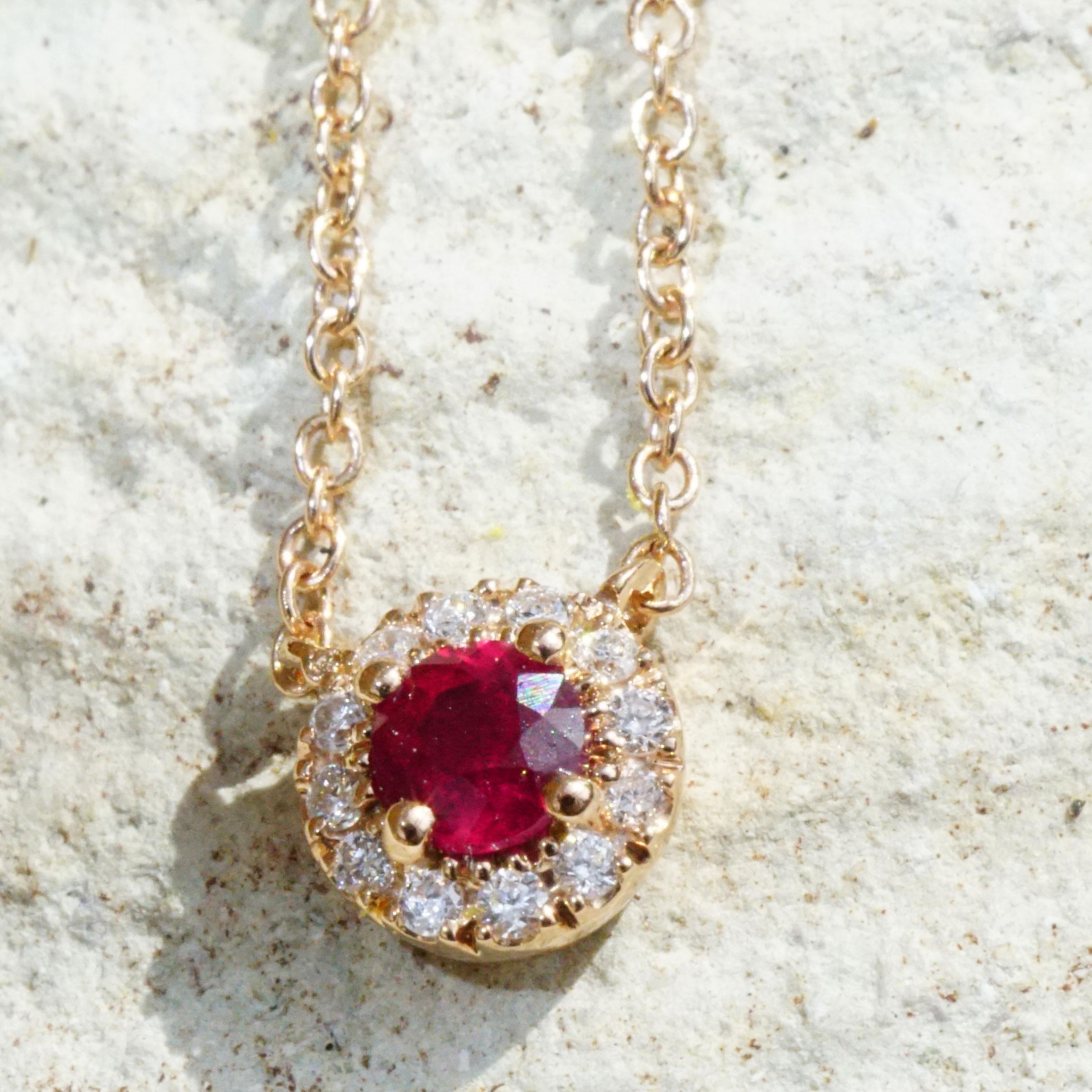 Ruby Diamond Pendant with Chain the Sweetest Forever For Sale 3